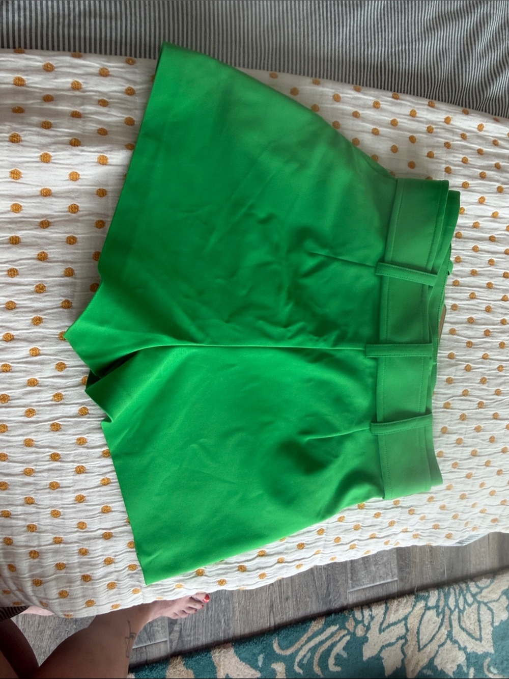 Ramy Brook Emerald Green High-Waist Belted Shorts - Picture 4 of 4